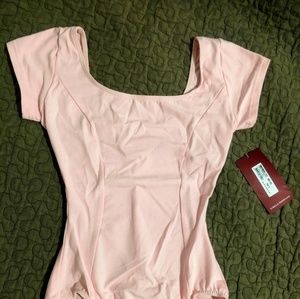 NWT Mirella CapSleeve Baby Pink Leotard Bodysuit